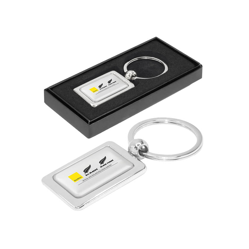 Key Ring - Rectangular Metal - NZ Rugby