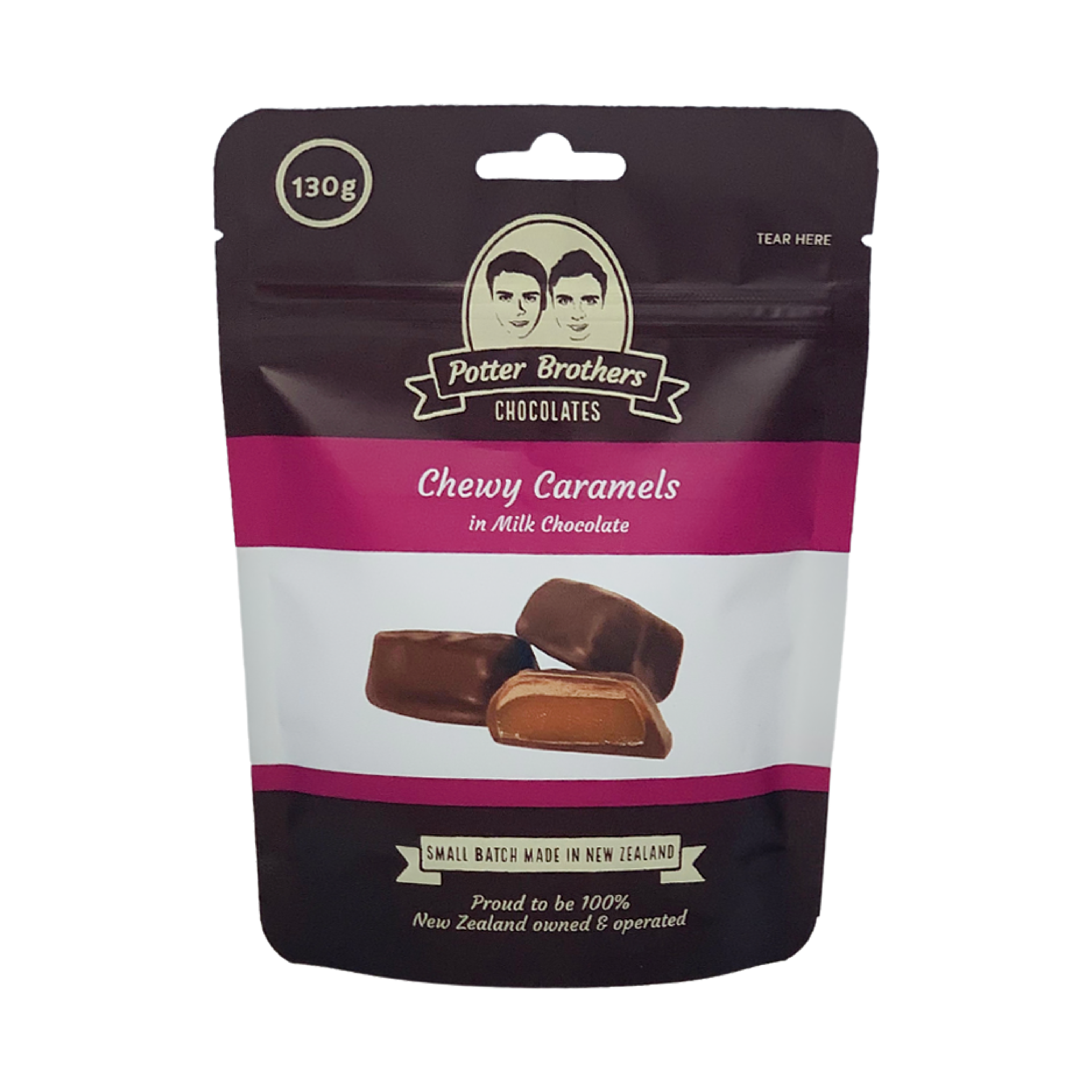 Chewy caramel in milk chocolate