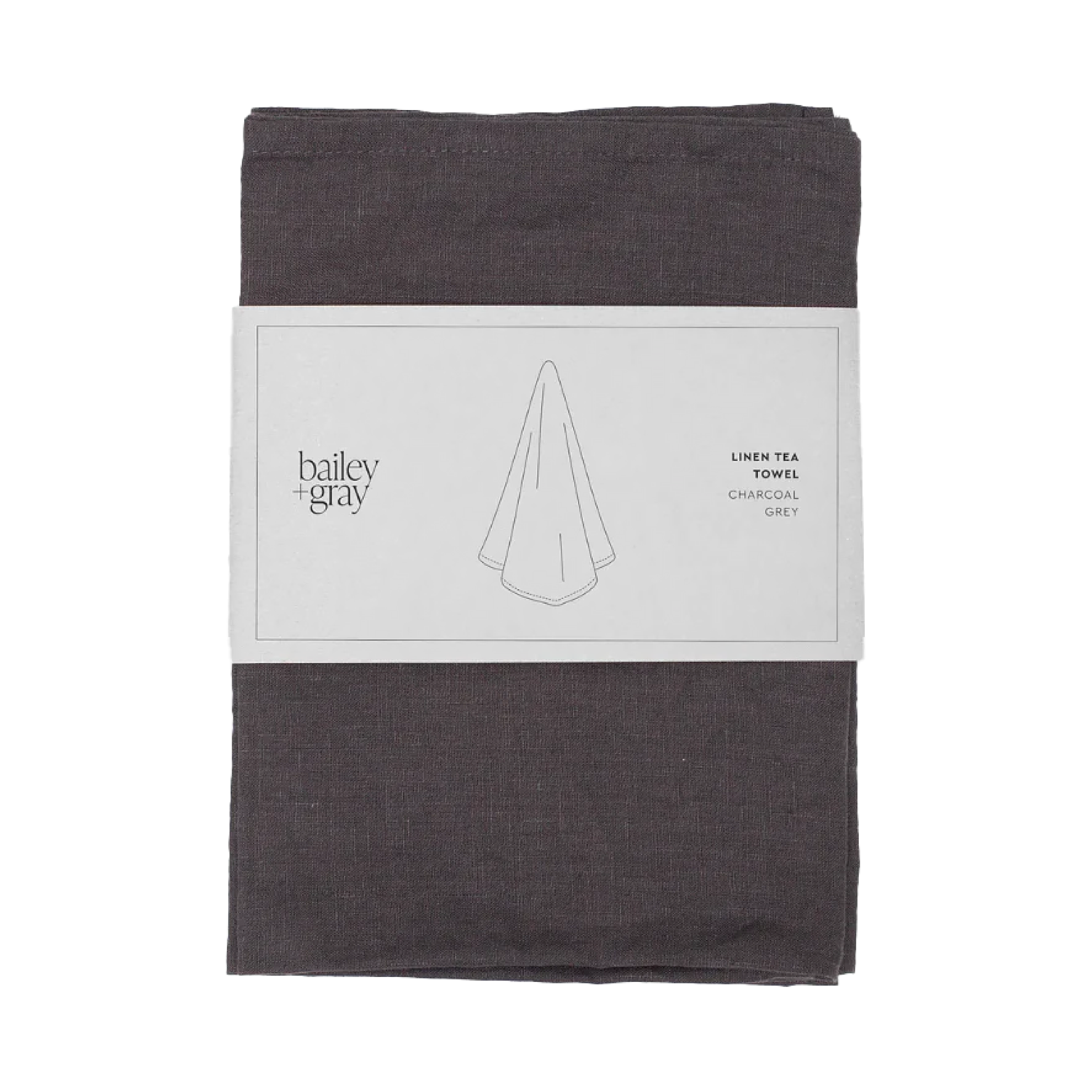 Bailey + Gray 100 Stonewashed Linen Tea Towel Charcoal Grey