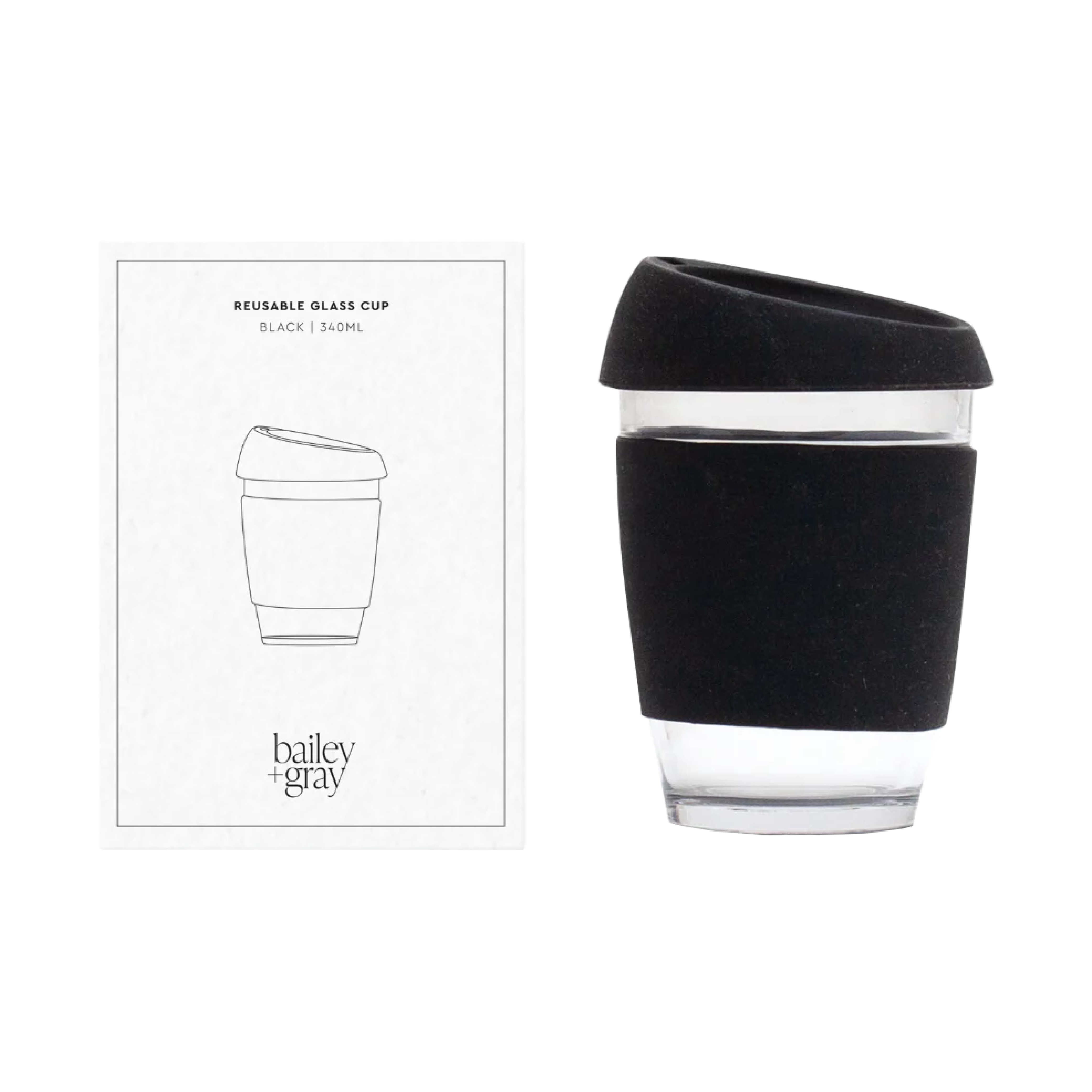 Bailey + Gray ReusableGlass Cup 340ml