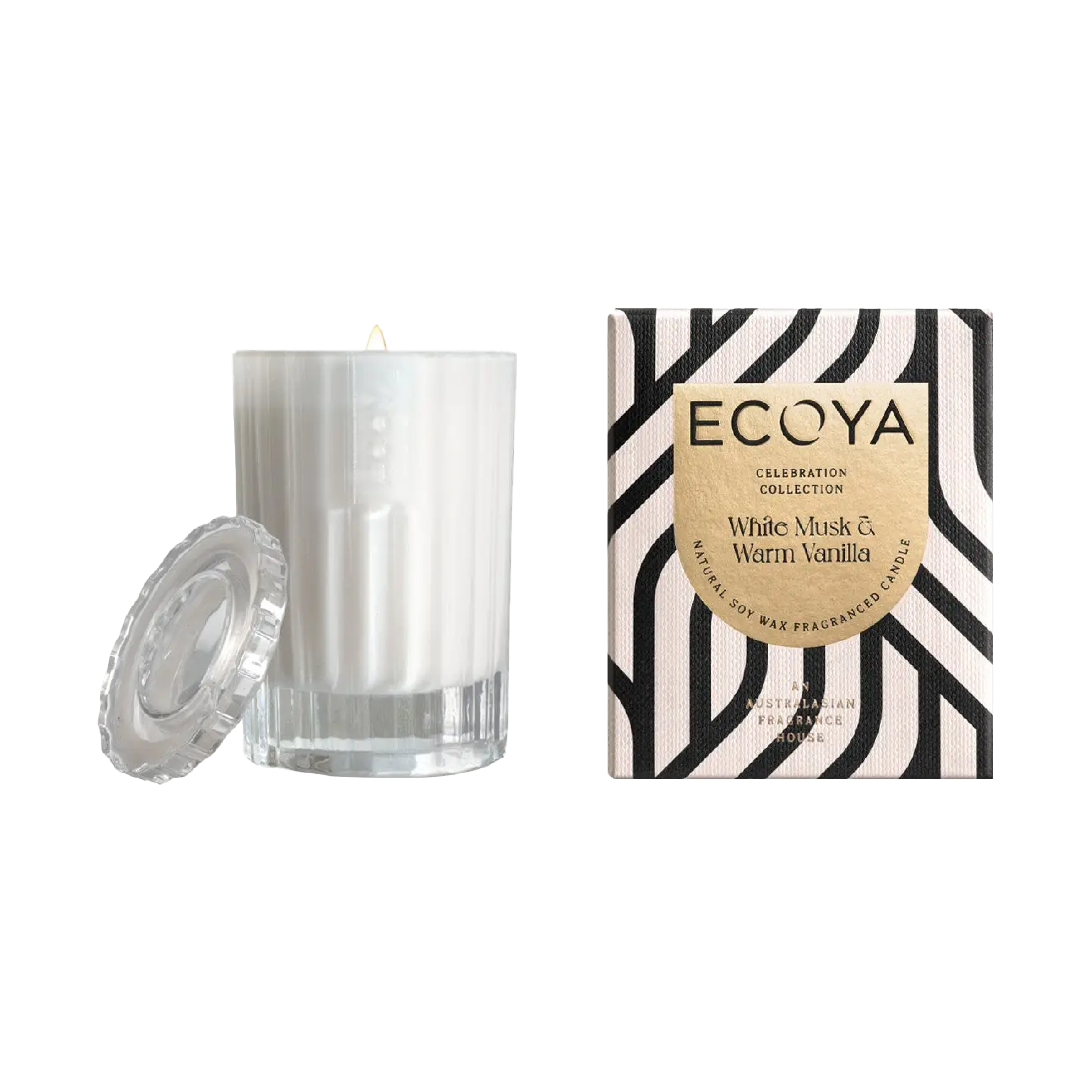 ECOYA Mini Celebration Candle White Musk & Warm Vanilla 80g