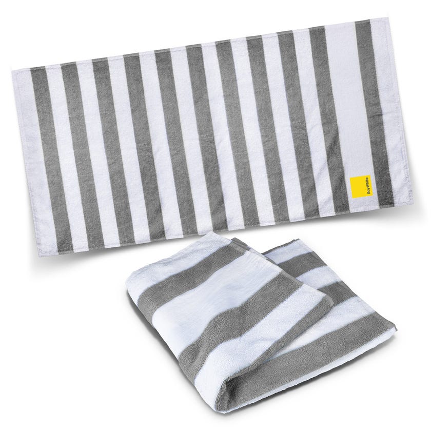 Stripe Beach Towel - Grey/ White